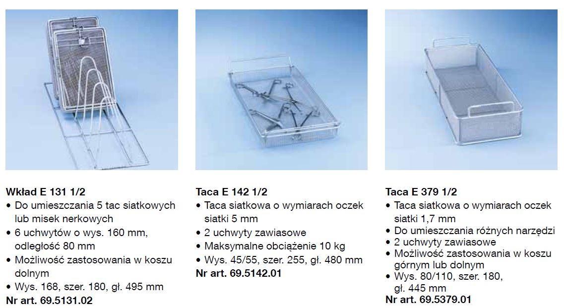 Kosze wsadowe i wózki do myjni medycznych Miele PG 8527, PG 8528