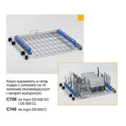 Kosze wsadowe i wózki do myjni medycznych Steelco DS 500, DS 600 C