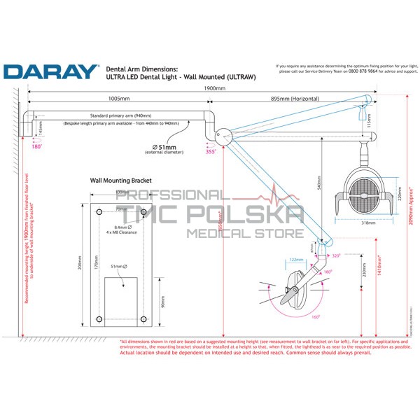 Lampy zabiegowe pojedyncze DARAY LED DARAY ULTRA - PREMIUM