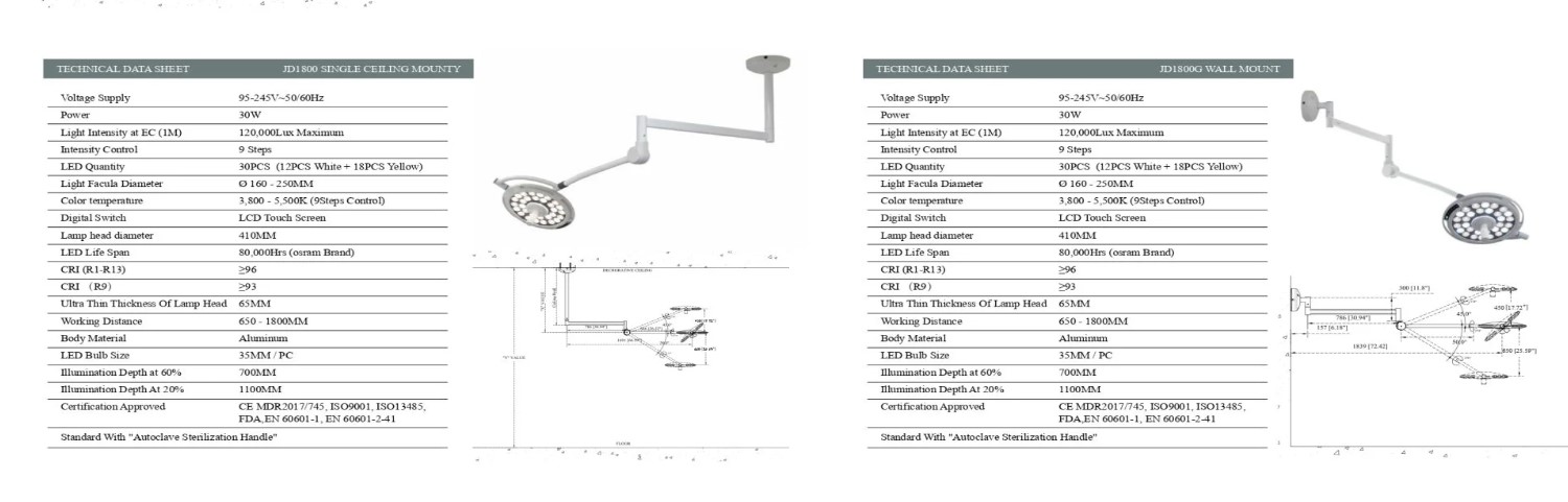 Lampy zabiegowe pojedyncze MICARE JD1800