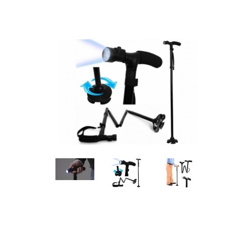 Laski inwalidzkie B/D Składana i regulowana laska z latarką