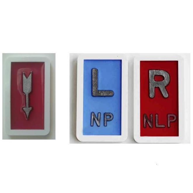 Literki i cyferki RTG Centrum Ochrony Radiologicznej Komplet literek ołowianych R i L