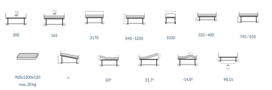 Łóżka rehabilitacyjne szpitalne używane B/D VERMEIREN Luna 2 - Prolifter Używane
