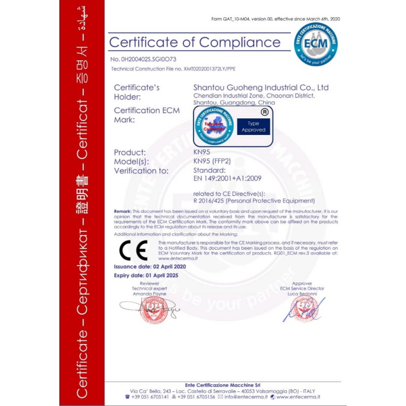 Maski ochronno-filtrujące B/D KN95 FFP2