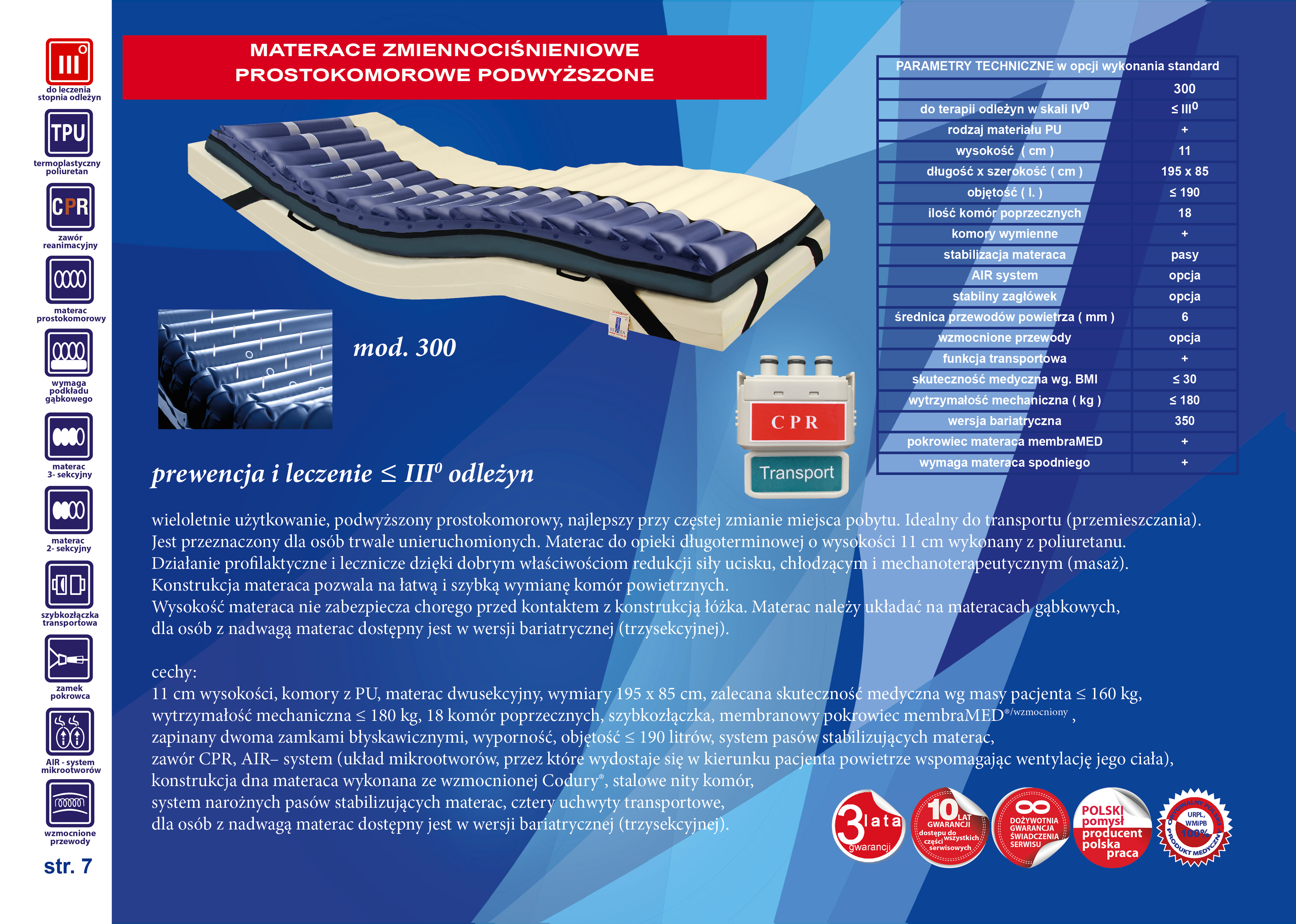 Materace przeciwodleżynowe zmiennociśnieniowe Revita 300