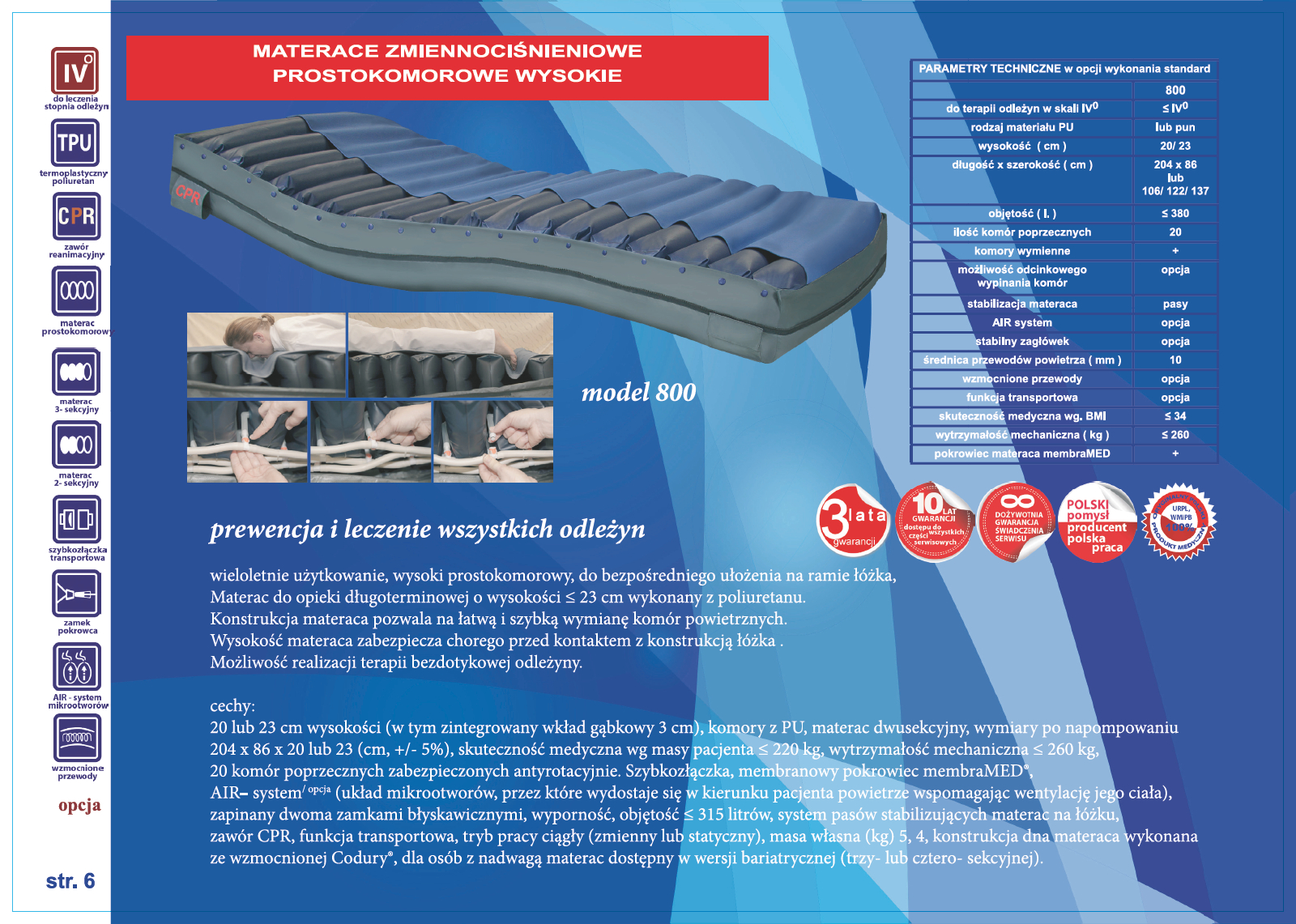 Materace przeciwodleżynowe zmiennociśnieniowe Revita 800 Aga