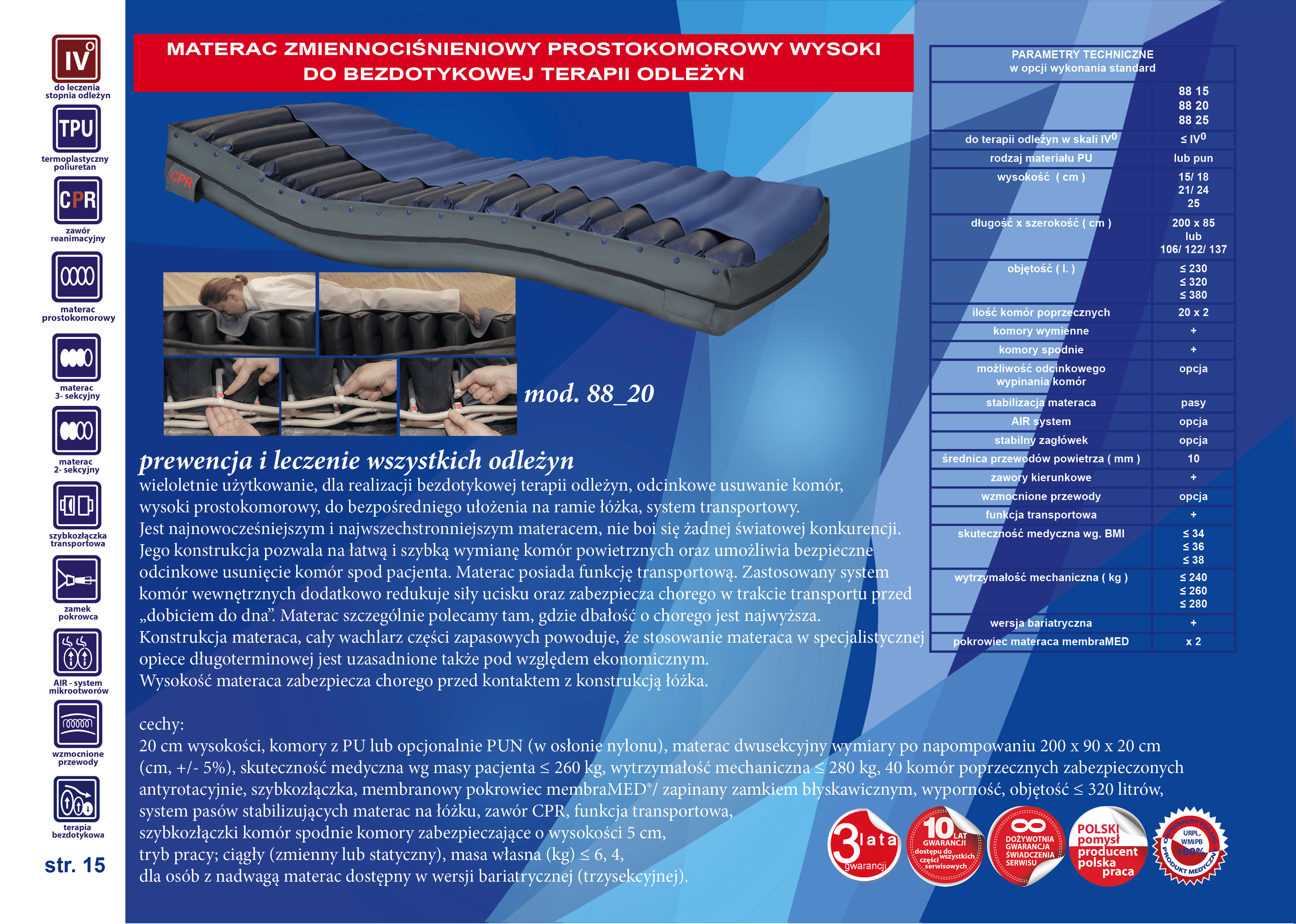 Materace przeciwodleżynowe zmiennociśnieniowe Revita 88.20