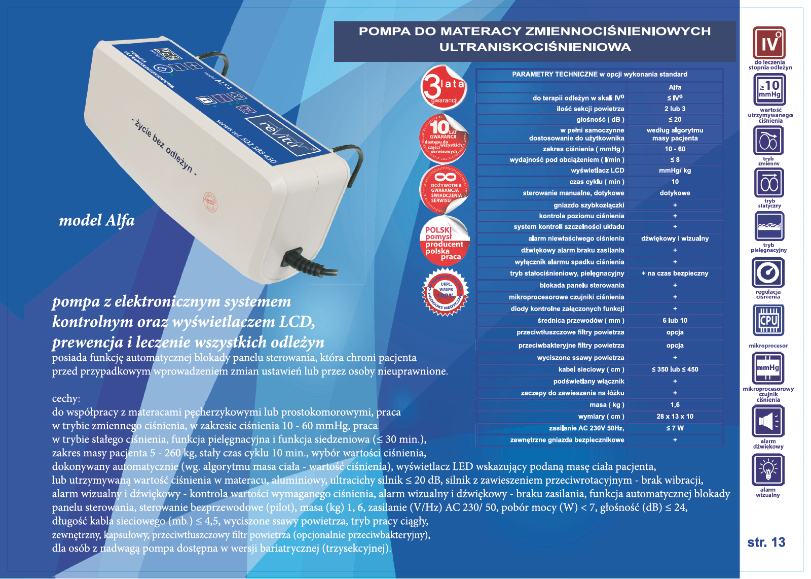 Materace przeciwodleżynowe zmiennociśnieniowe Revita Alfabet Alfa