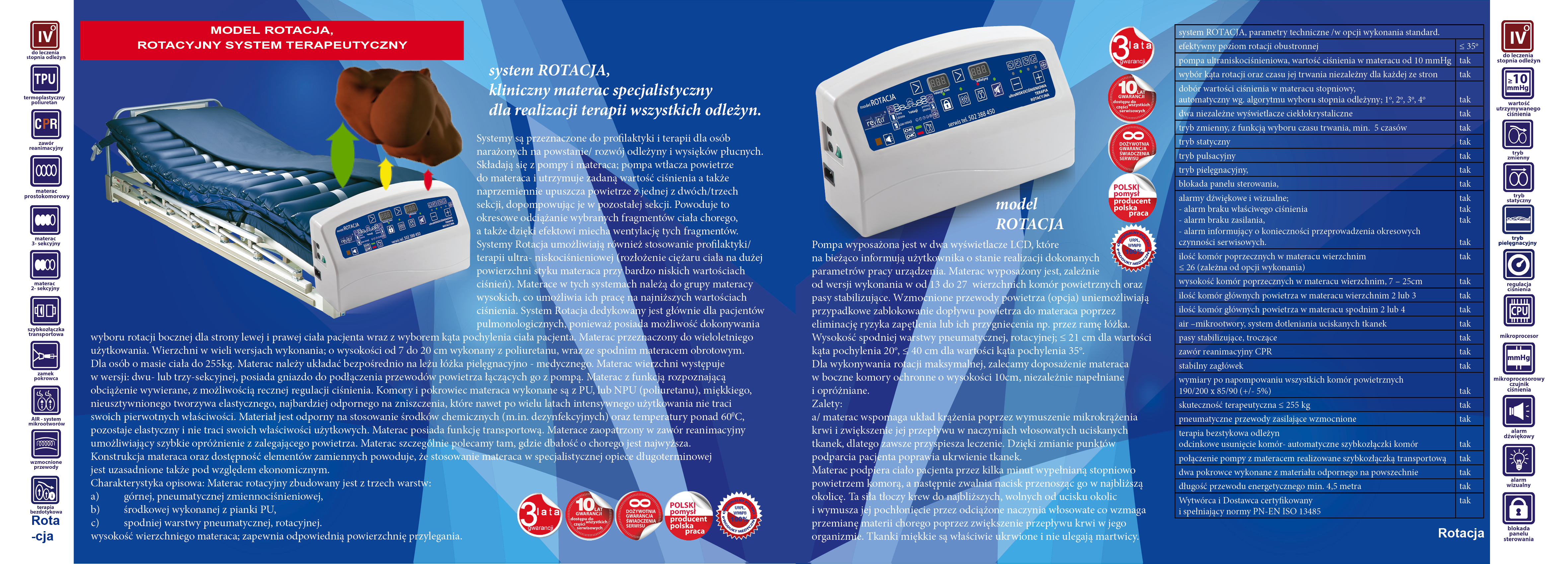 Materace przeciwodleżynowe zmiennociśnieniowe Revita ROTACJA
