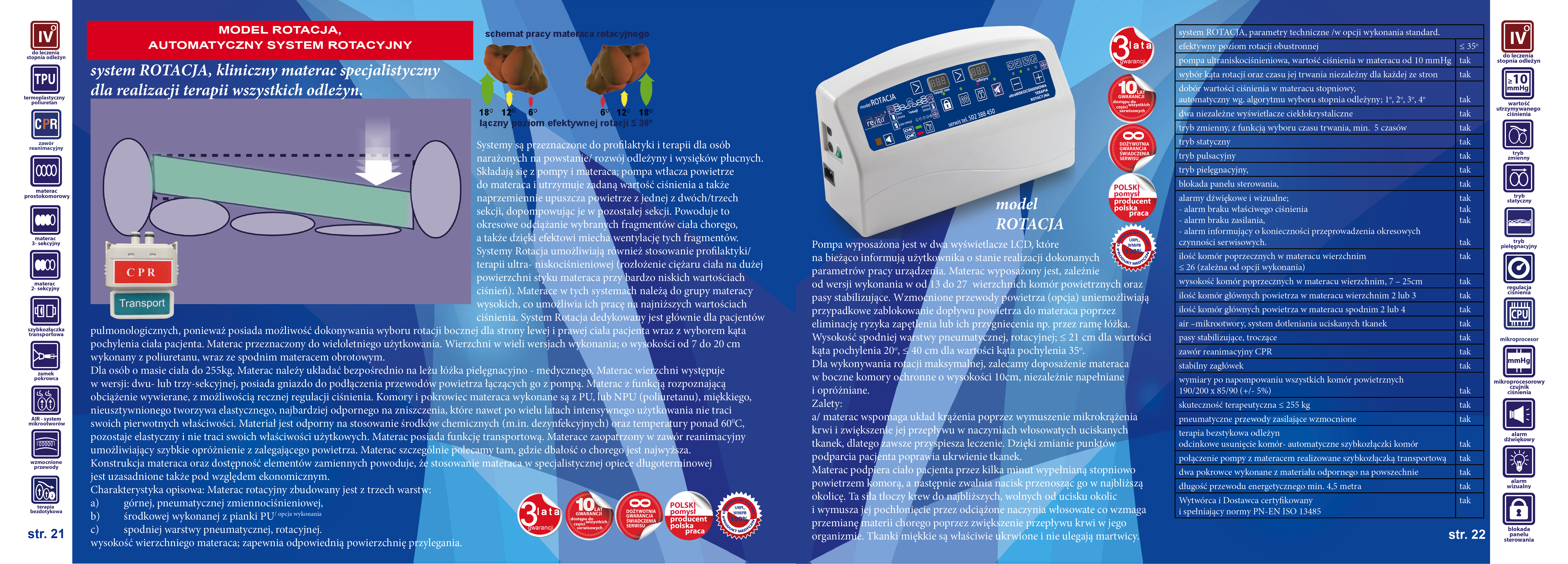 Materace przeciwodleżynowe zmiennociśnieniowe Revita Rotacja