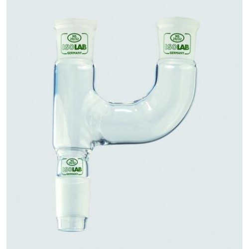 Nasadki destylacyjne ISOLAB Z dwiema szyjkami szkło borokrzemianowe 3.3
