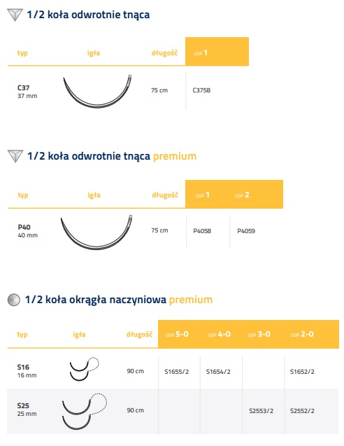 Nici chirurgiczne z igłą okrągłą Internacional Farmaceutica Poliester
