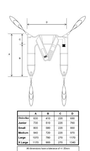 Nosidła do podnośników dla osób niepełnosprawnych Prism Medical UK Pas Podwójny Dostęp