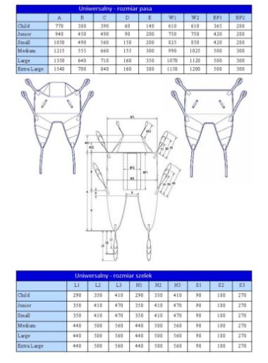 Nosidła do podnośników dla osób niepełnosprawnych Prism Medical UK Pas Uniwersalny