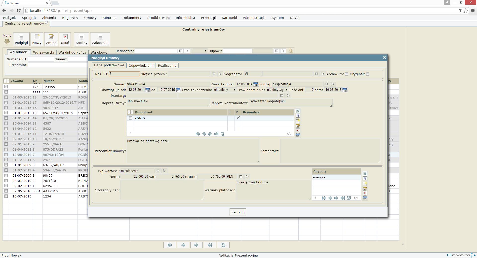 Oprogramowanie Centralny Rejestr Umów Gaxam gxCRU