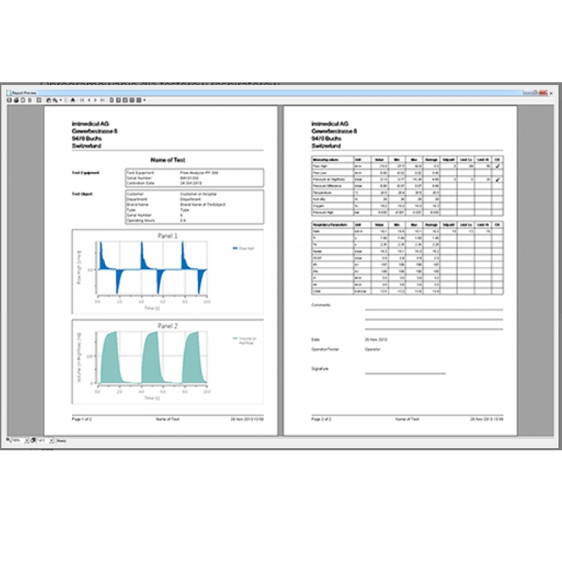 Oprogramowanie do testerów medycznych IMT Analytics FLOWLAB