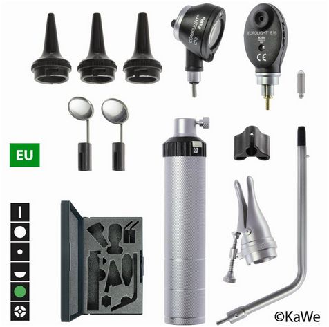 Otoskopy konwencjonalne KaWe Zestaw BASIC C10 / E16 (2 głowice, 6 przysłon, 1 rękojeść)