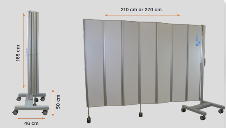Parawany szpitalne - medyczne B/D Parawan harmonijkowy mobilny