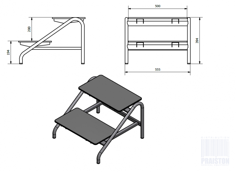 Podesty szpitalne - medyczne (stopnie do badań) B/D STEP MET 2