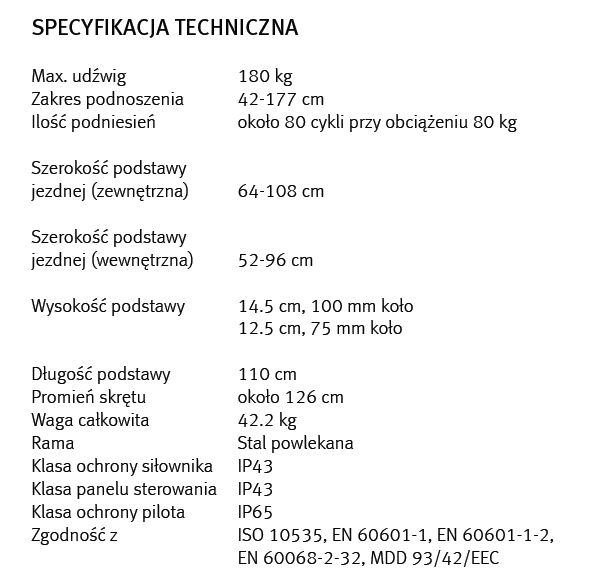 Podnośniki transportowo - kąpielowe jezdne Etac AB Nova 300