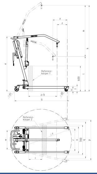 Podnośniki transportowo - kąpielowe jezdne LeviCare AKS-Foldy