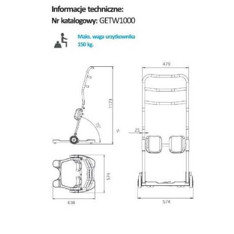 Podnośniki transportowo - kąpielowe jezdne PDS CARE PPPT028