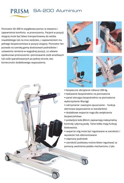 Podnośniki transportowo - kąpielowe jezdne Prism Medical UK Prism SA-200