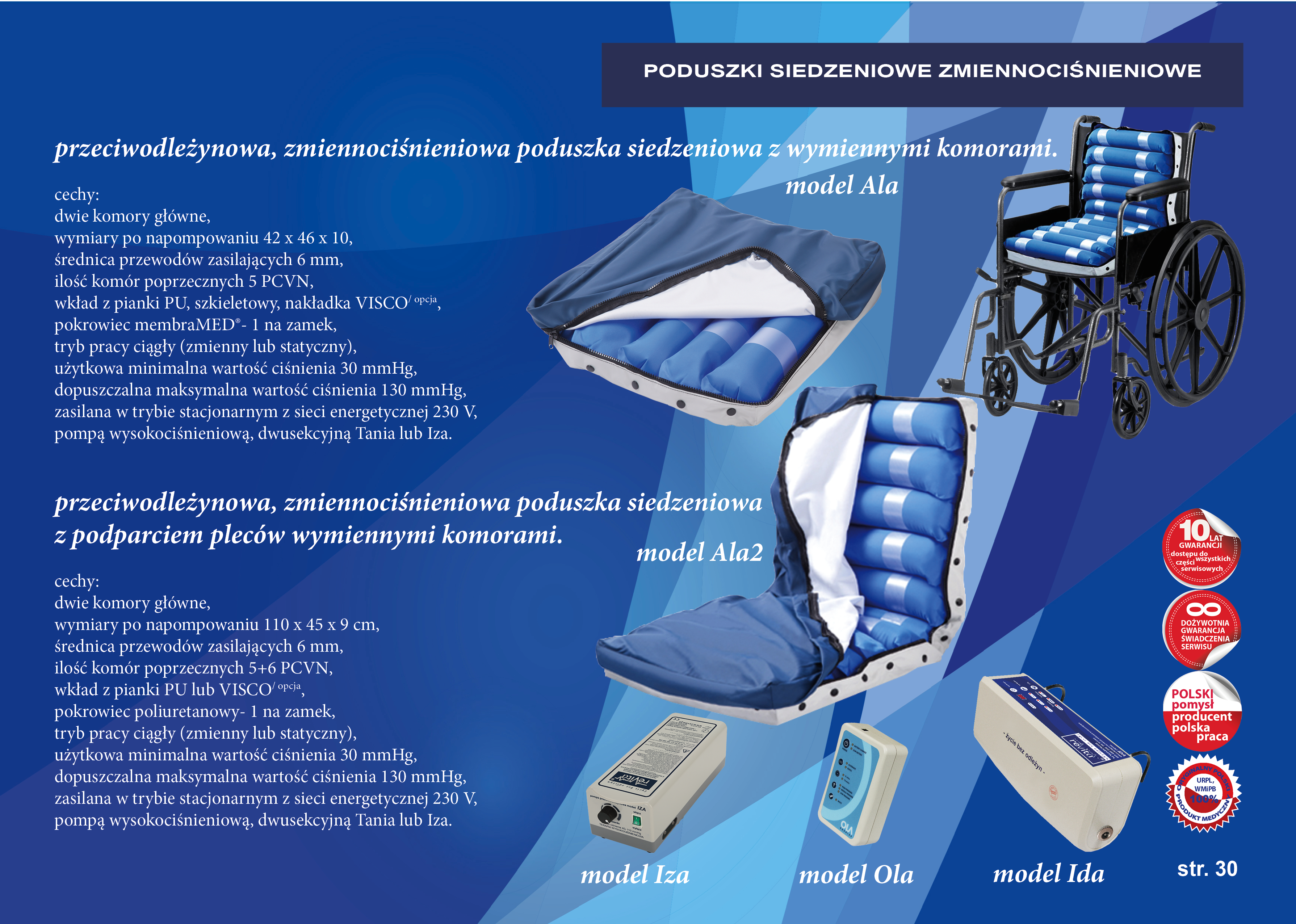 Poduszki przeciwodleżynowe powietrzne siedzeniowe Revita ALA / ALA2