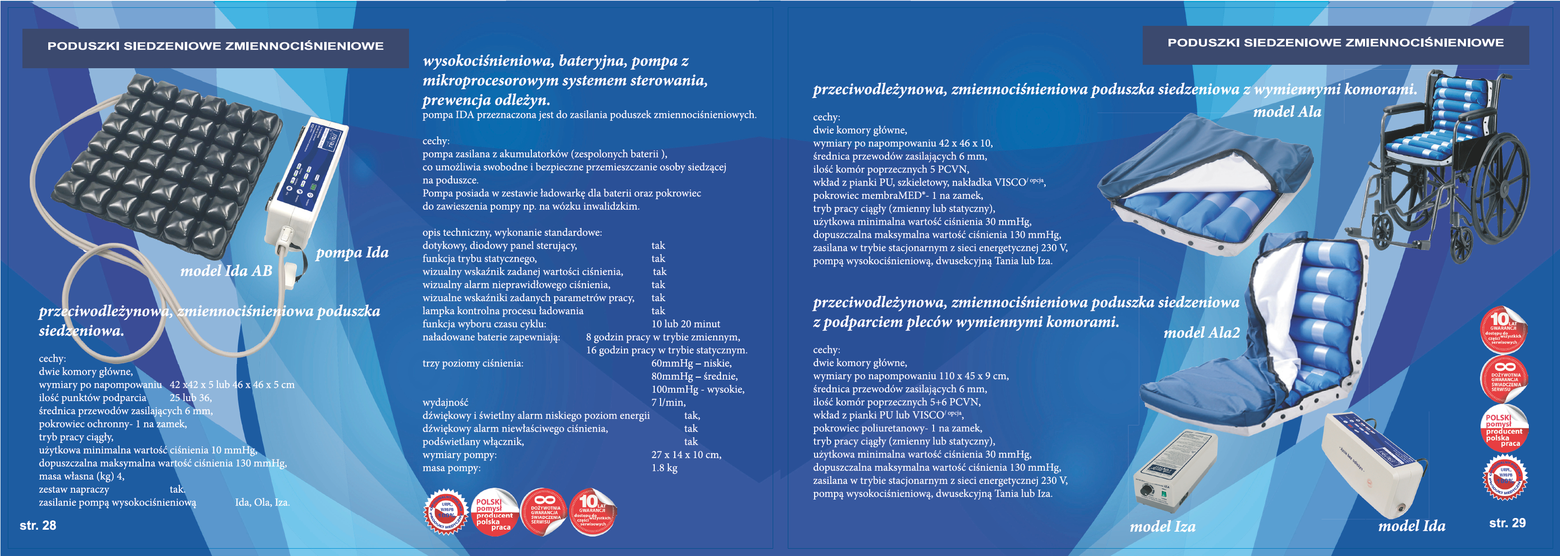 Poduszki przeciwodleżynowe powietrzne siedzeniowe Revita Ida