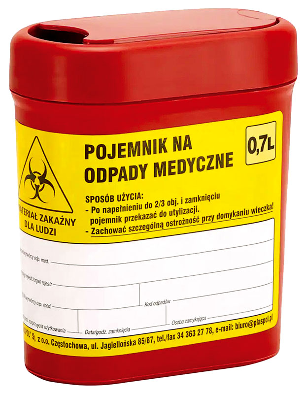 Pojemniki na odpady medyczne PLASPOL pojemniki