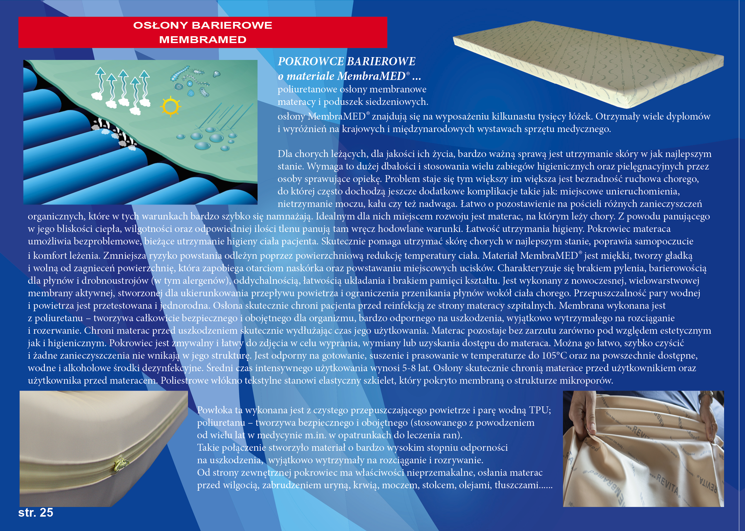 Pokrowce wielorazowe na materace medyczne Revita MembraMed