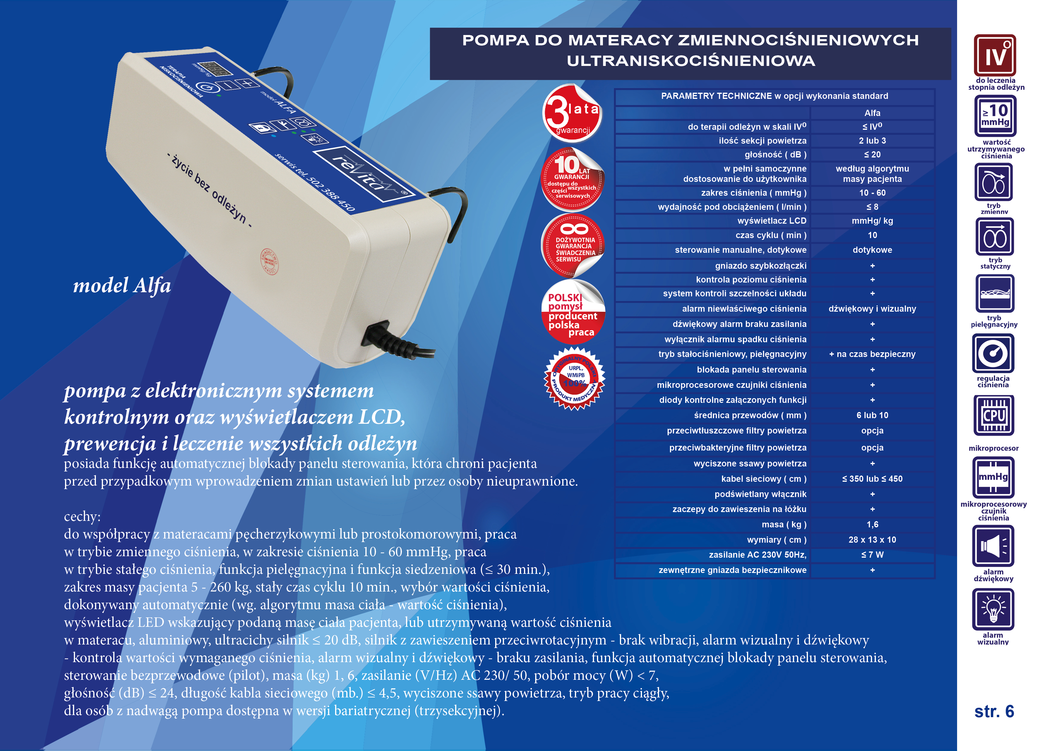 Pompy do materaców zmiennociśnieniowych Revita Alfa