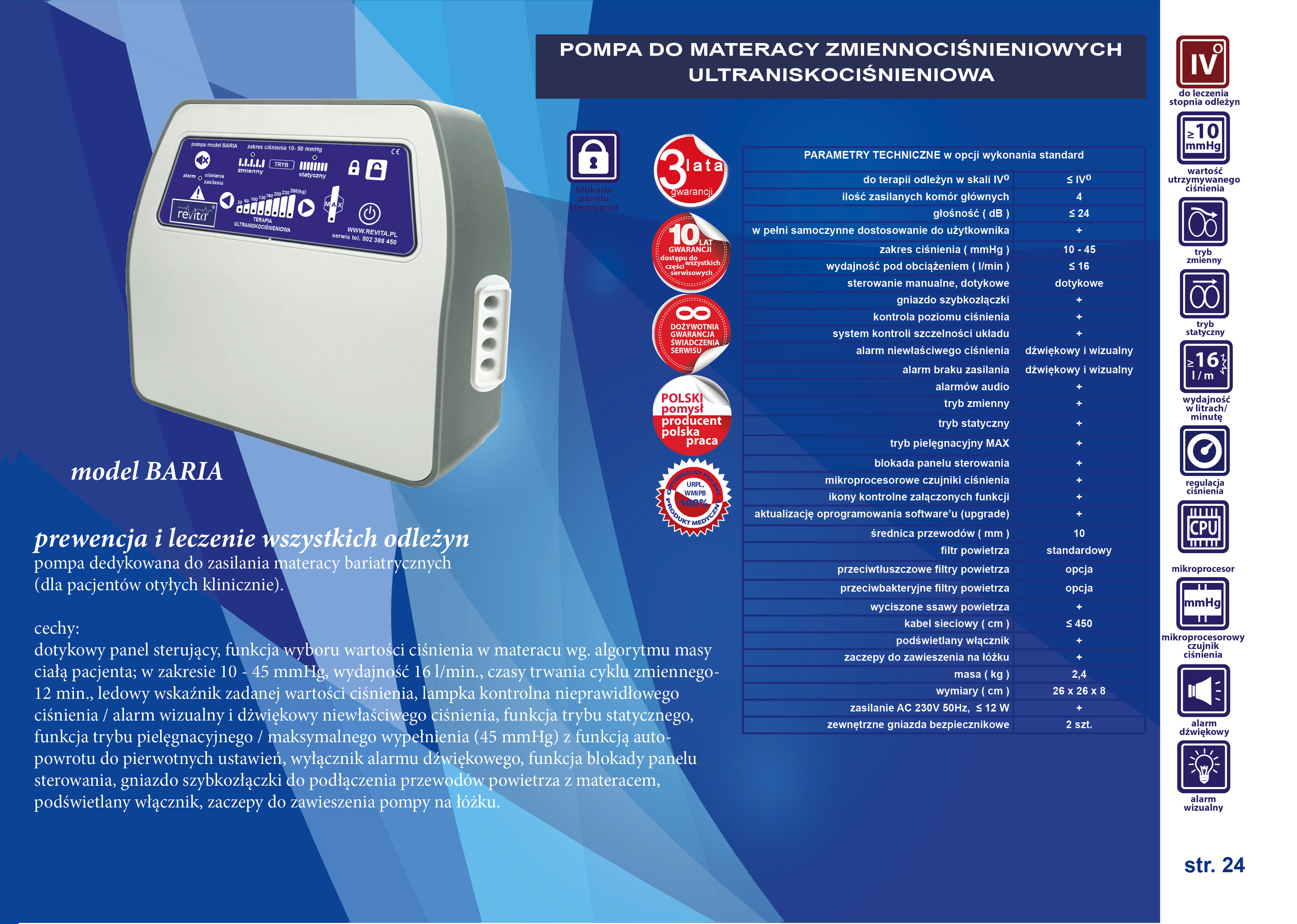 Pompy do materaców zmiennociśnieniowych Revita Baria