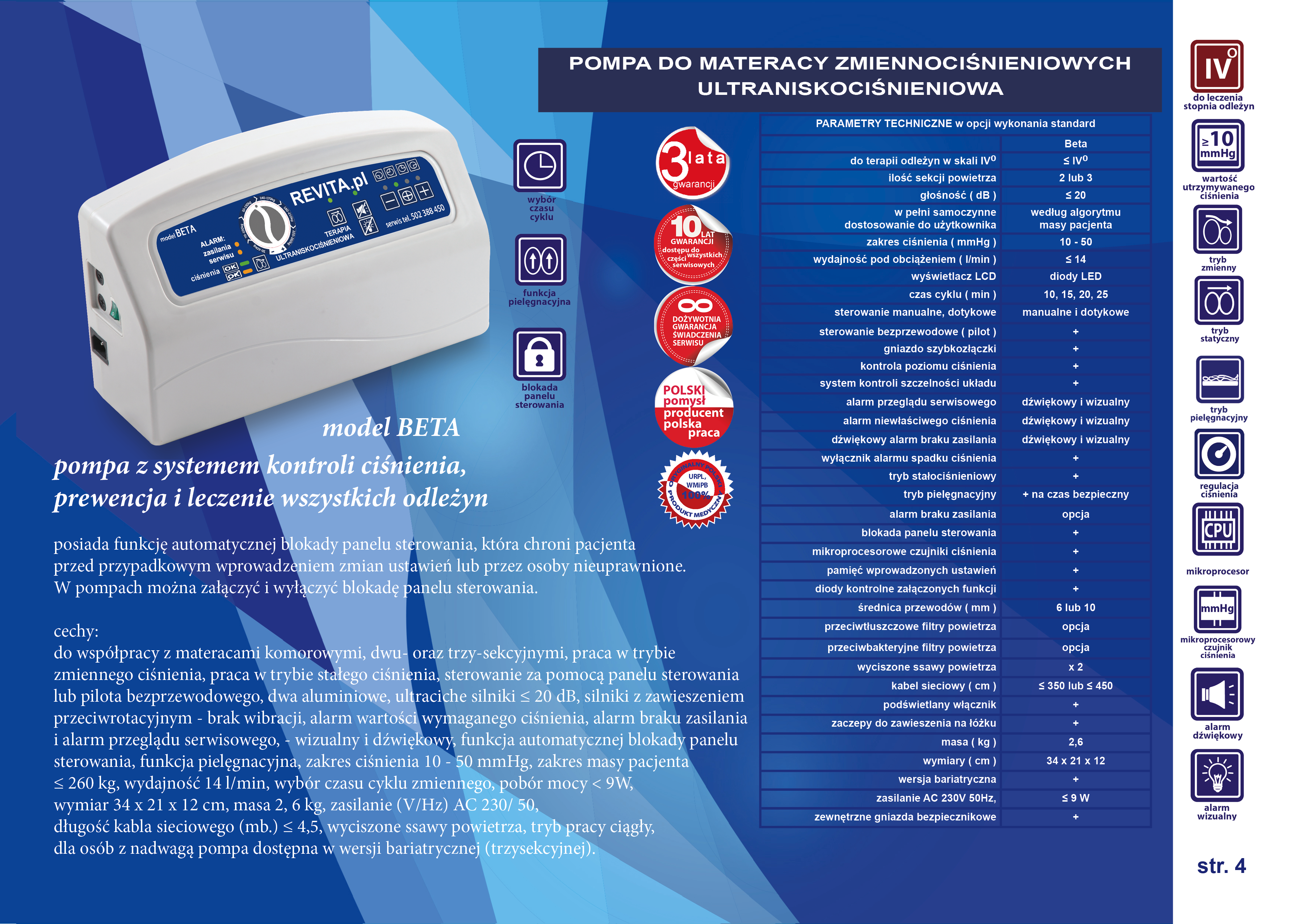 Pompy do materaców zmiennociśnieniowych Revita Beta