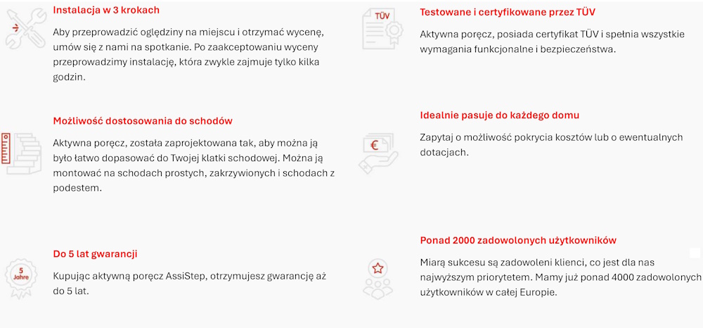 Poręcze do wchodzenia po schodach dla niepełnosprawnych TOPRO Step AssiStep