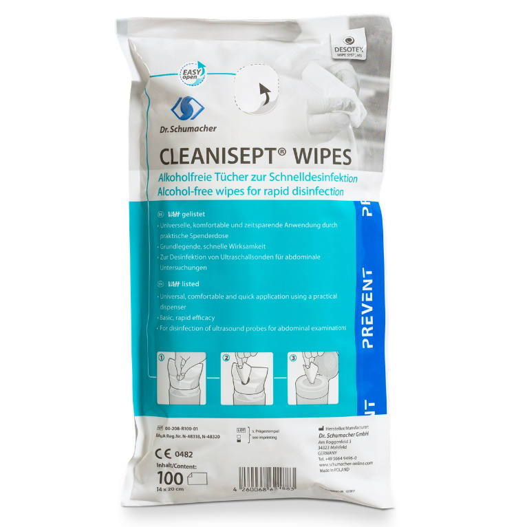 Preparaty do manualnej dezynfekcji narzędzi i wyrobów medycznych Dr Schumacher Cleanisept Wipes