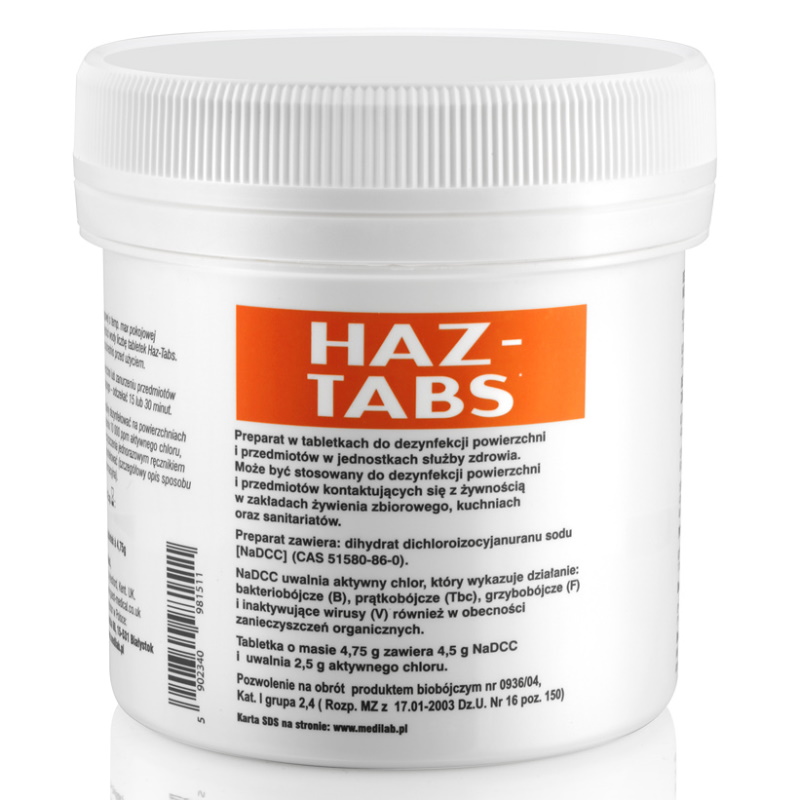 Preparaty do manualnej dezynfekcji powierzchni Guest Medical Haz-Tabs