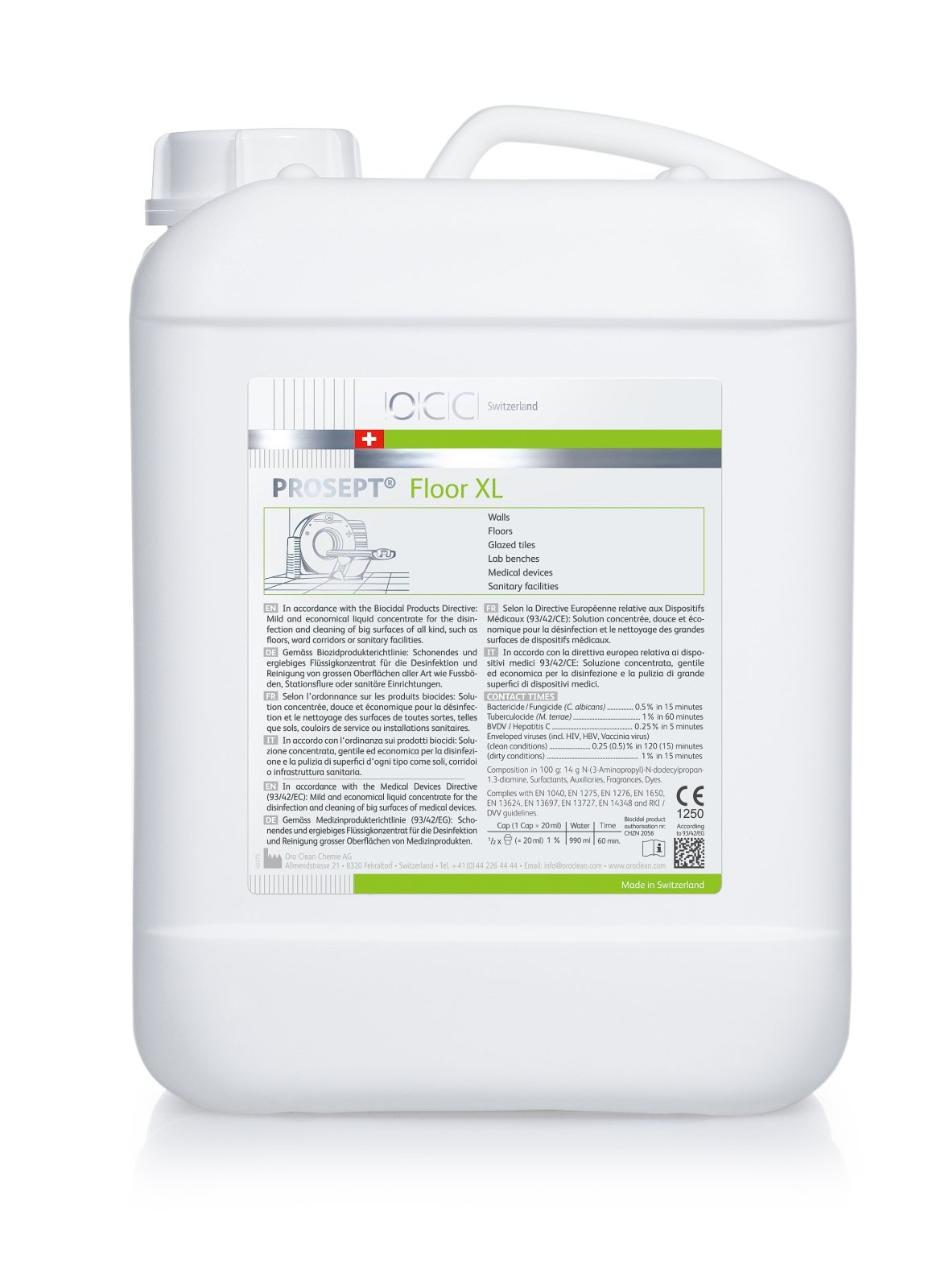 Preparaty do manualnej dezynfekcji powierzchni OCC Switzerland PROSEPT Floor XL
