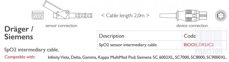 Przedłużacze do czujników SpO2 do kardiomonitorów Biogenesis Do Drager-Siemens