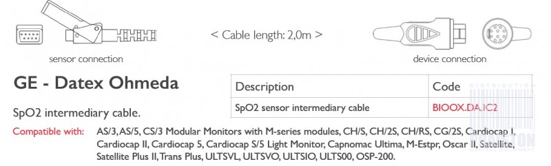 Przedłużacze do czujników SpO2 do kardiomonitorów Biogenesis Do GE-Datex Ohmeda