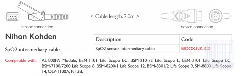 Przedłużacze do czujników SpO2 do kardiomonitorów Biogenesis Do Nihon Kohden