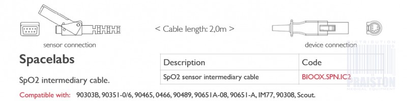Przedłużacze do czujników SpO2 do kardiomonitorów Biogenesis Do Spacelabs