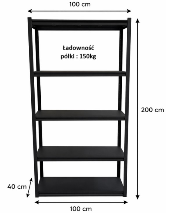 Regały medyczne Rader METALOWY CZARNY 100/200/40/5P