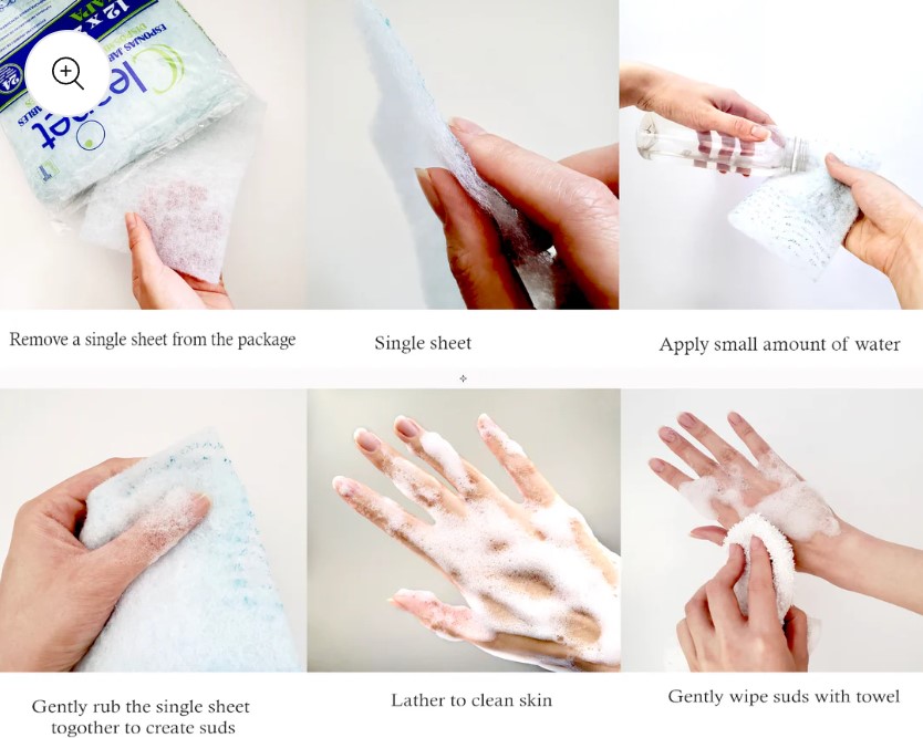 Rękawice i myjki do mycia ciała pacjenta LayerTex Cleanet