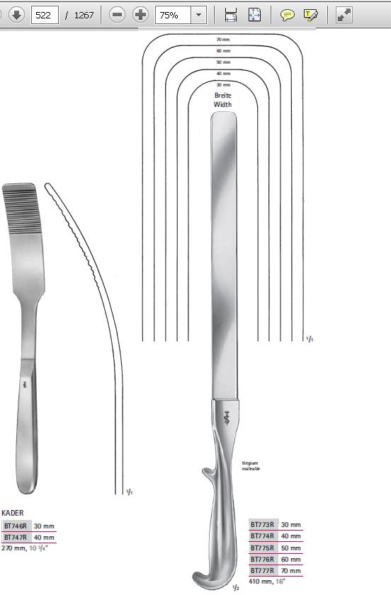 Rozwieracze / retraktory chirurgiczne B.Braun Szpatuły brzuszne jelitowe