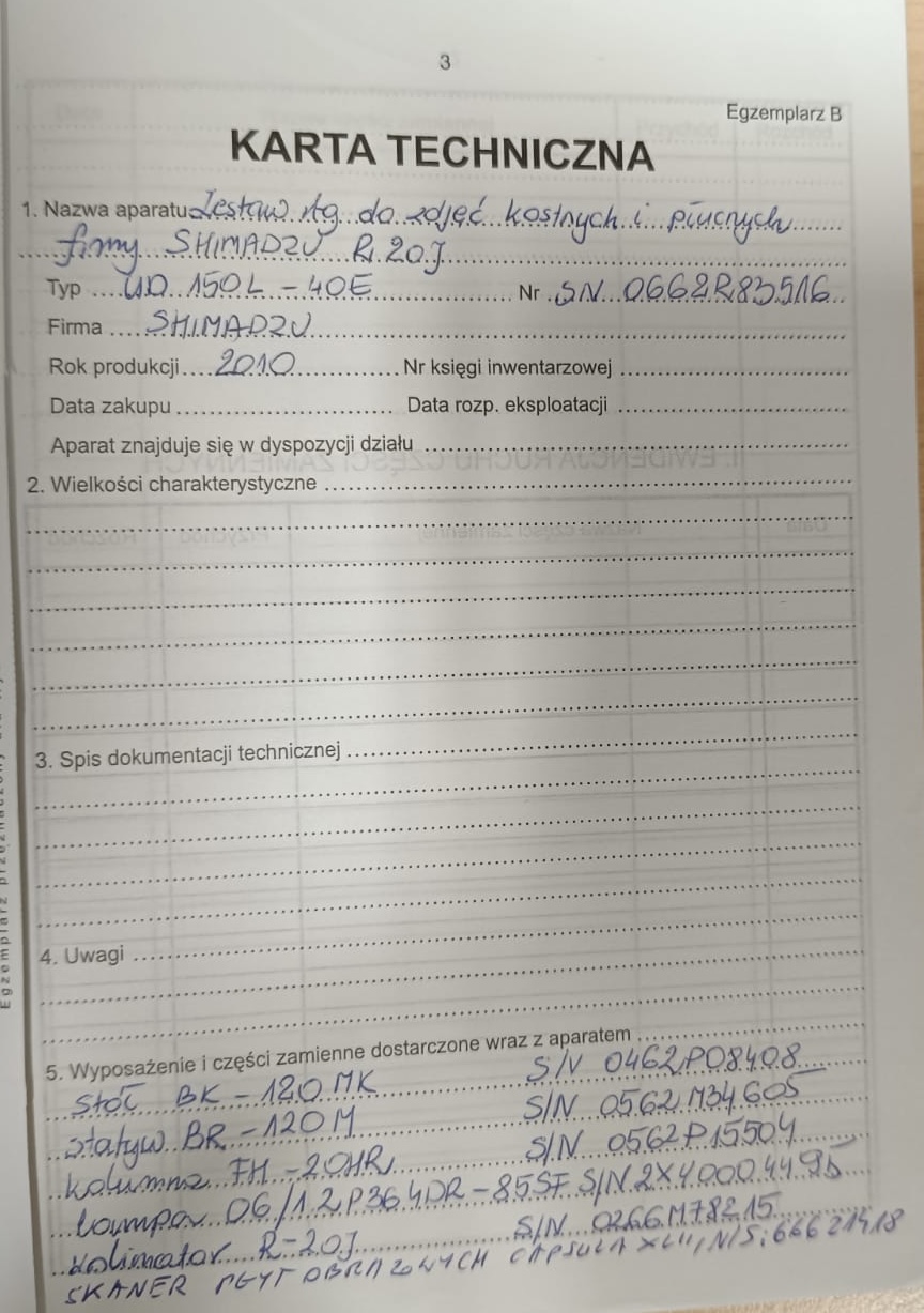 RTG kostno-płucne do radiografii używane Shimadzu Corporation Aparat RTG R20J