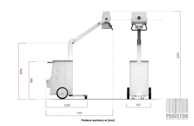 RTG przyłóżkowe i mobilne Alma Lasers Mobil DR 4 kW z detektorem 36 x 43 cm