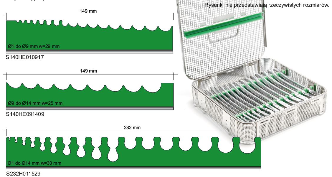 Stabilizatory narzędzi do tac sterylizacyjnych CBM Hegar