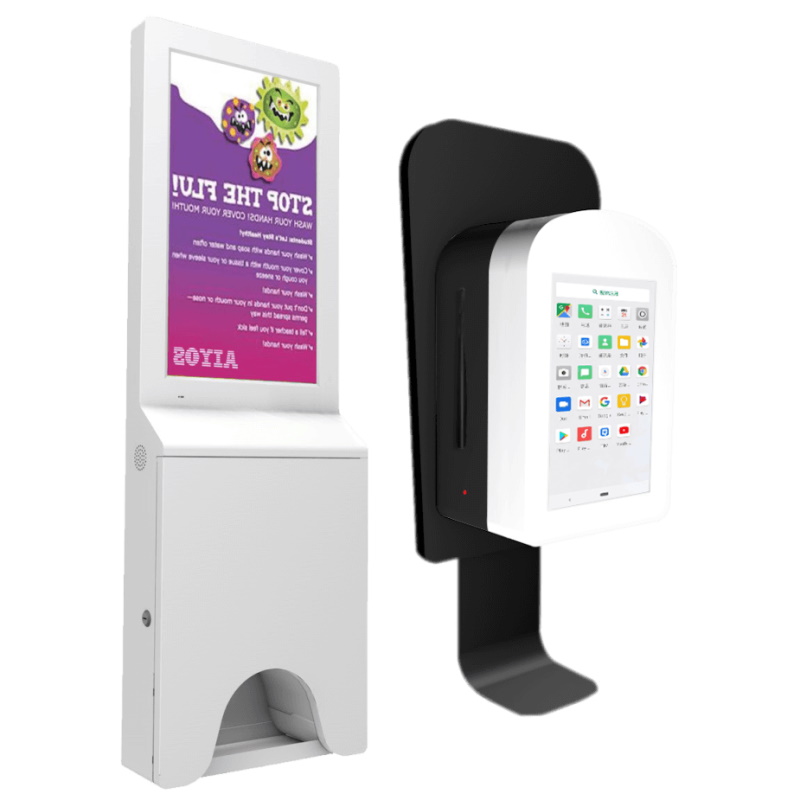 Stacje bezdotykowe - dozowniki do dezynfekcji rąk AIYOS SYSTEMY DEZYNFEKCJI RĄK Z PANELEM LCD FULL