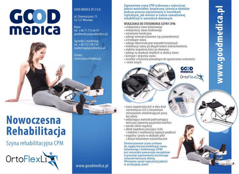 Staw kolanowy i biodrowy - szyny CPM GOOD MEDICA Ortoflex L1
